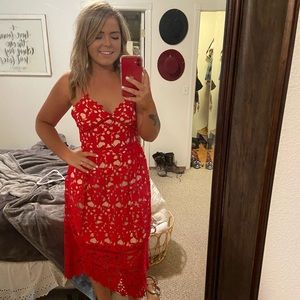 Red lace dress